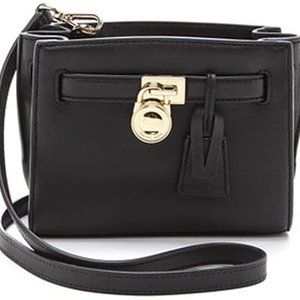 Michael Kors Hamilton Traveler Top Zip Small Crossbody Black Handbag w/Lock